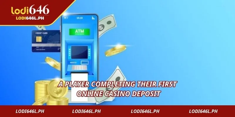 A player completing their first online casino deposit