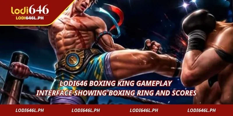 Lodi646 Boxing King gameplay interface showing boxing ring and scores