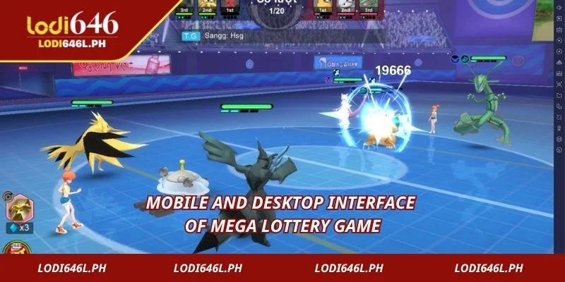 Mobile and desktop interface of Mega Lottery game