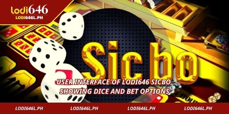 User interface of Lodi646 Sicbo showing dice and bet options