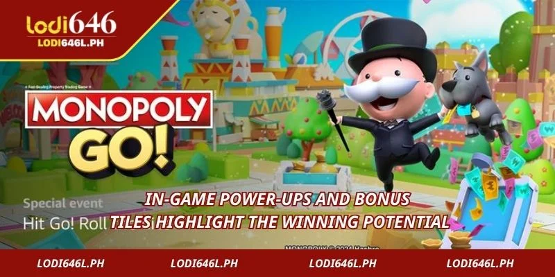 In-game power-ups and bonus tiles highlight the winning potential