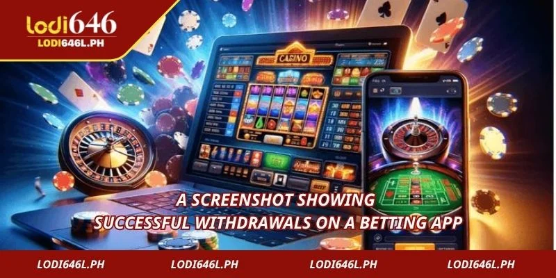 A screenshot showing successful withdrawals on a betting app