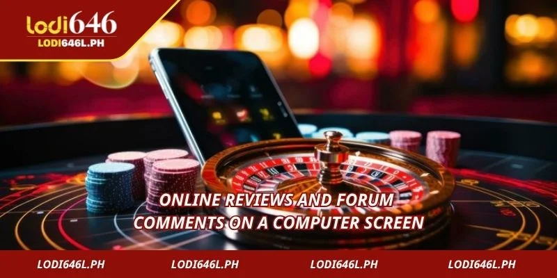 Online reviews and forum comments on a computer screen