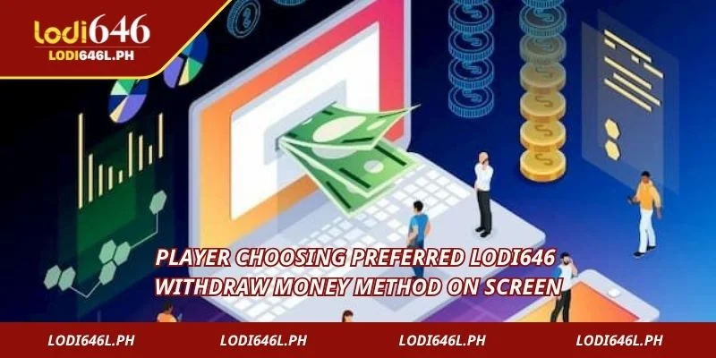 Player choosing preferred Lodi646 withdraw money method on screen