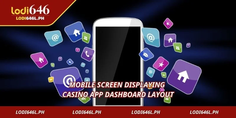 Mobile screen displaying casino app dashboard layout