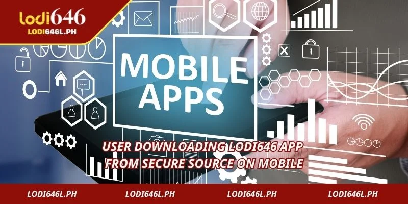 User downloading Lodi646 app from secure source on mobile