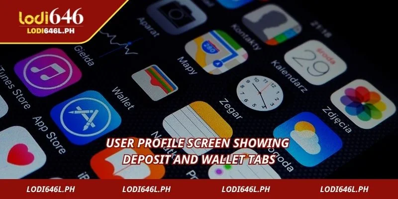 User profile screen showing deposit and wallet tabs