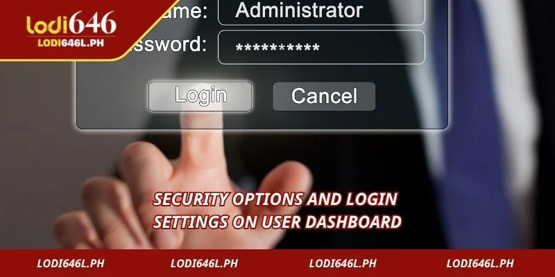 Security options and login settings on user dashboard