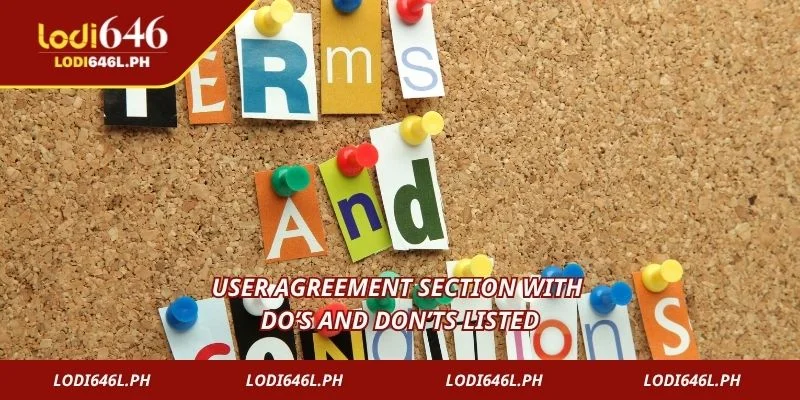 User agreement section with do’s and don’ts listed